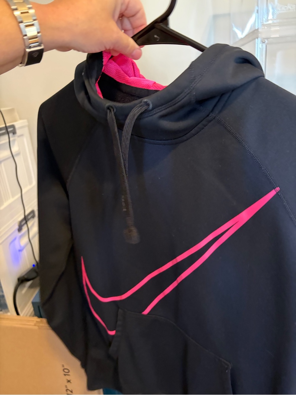 Nike Women’s Black Hoodie with Hot Pink Swoosh